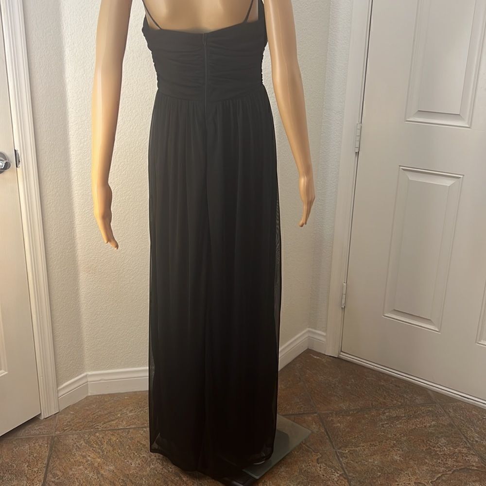 City Triangle Dress Size 10 Black Sleeveless Rhinestone Slimming Ruched Maxi - Picture 5 of 10